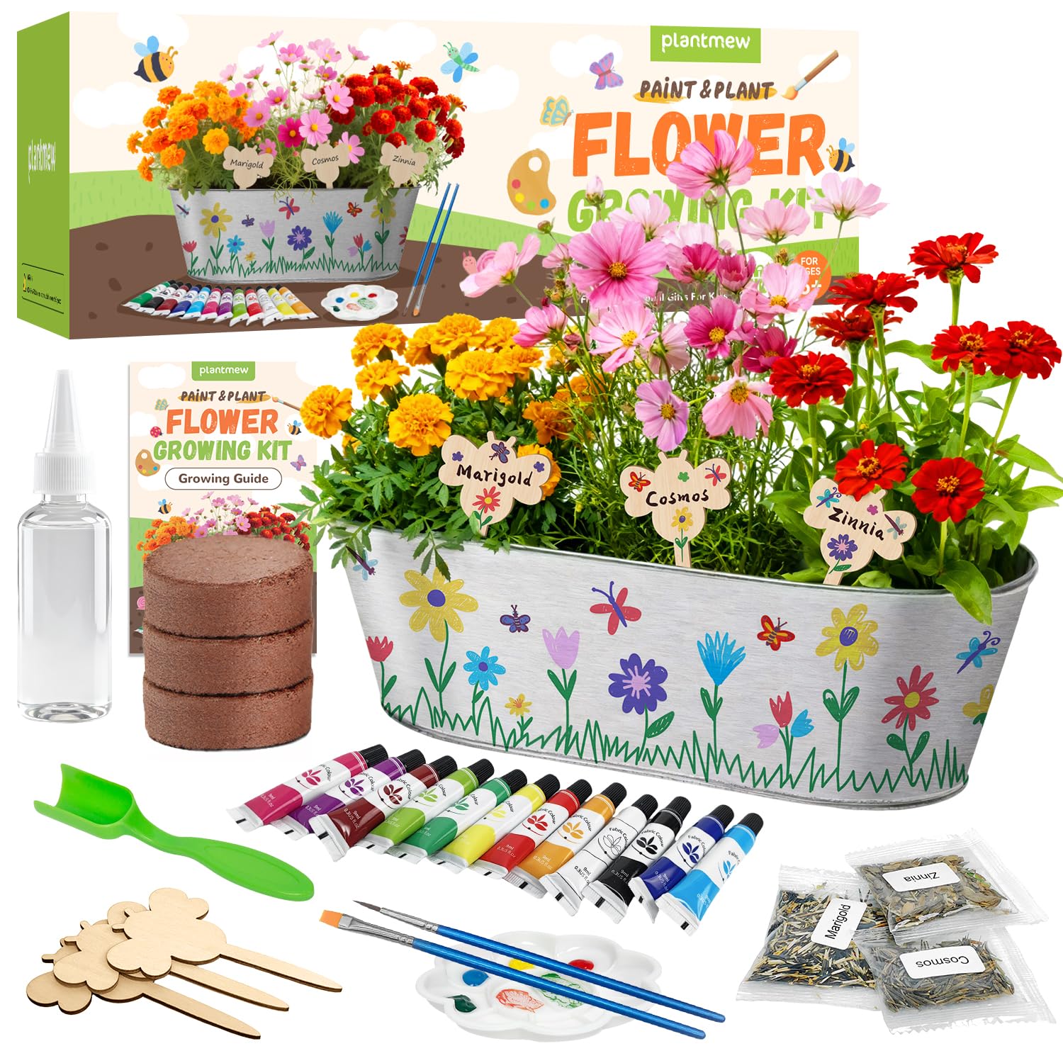PLANTMEW Paint & Plant Flower Growing Kit for Kids - Fun Kids Gardening Set - Unique Birthday, Crafts & Arts, Gardening Gifts fo