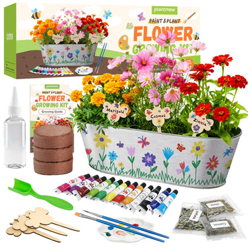 PLANTMEW Paint & Plant Flower Growing Kit for Kids - Fun Kids Gardening Set - Unique Birthday, Crafts & Arts, Gardening Gifts fo