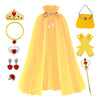 Sabbenia Princess Cape Set For 3-8 Year Old Holiday Gift For Little Girls Dress Up Christmas Halloween Costume(Yellow)