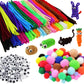 862 Pieces Kids Art & Craft Supplies Set DIY Activities & Parties Pipe Cleaners Craft Set 200 Pcs Pipe Cleaners 454 Pcs Pom Poms