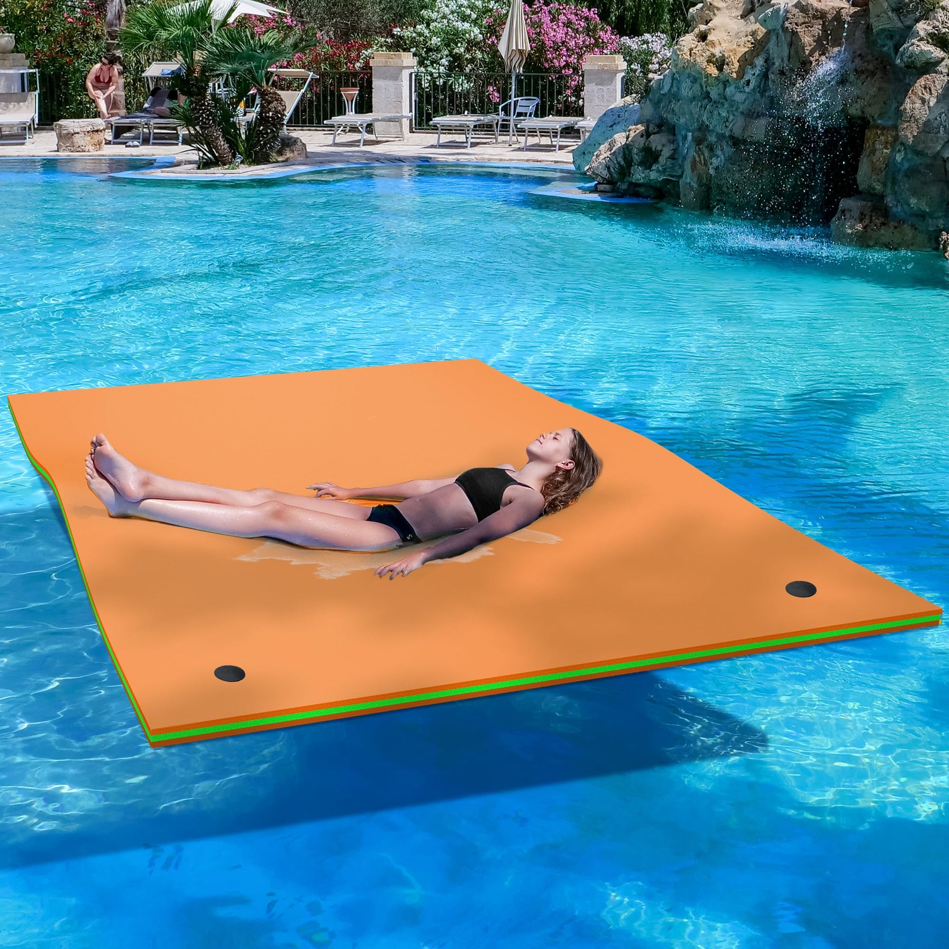 YITAHOME 9'/12' Lily Pad Floating Mat for Lake and Pool, Portable Outdoor Water Floating Mat, 3-Layer XPE Floating Island for Bo