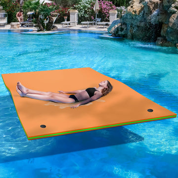 YITAHOME 9'/12' Lily Pad Floating Mat for Lake and Pool, Portable Outdoor Water Floating Mat, 3-Layer XPE Floating Island for Bo
