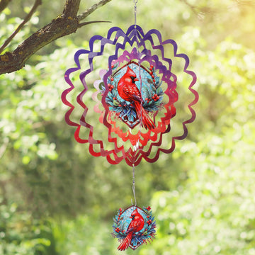 Cardinal Hanging Wind Spinners Outdoor - Stainless Steel Wind Sculpture 12 Inches Wind Chime Patio Lawn Yard Balcony Art Outside