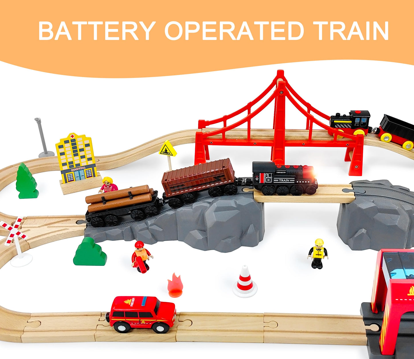 Motorized Train For Wooden Track, 3Pcs Train Toy Set For 3 4 5+Years Old Boy Girl Toddlers, Battery Powered Train Compatible With Thomas & Friends, Brio And Chuggington