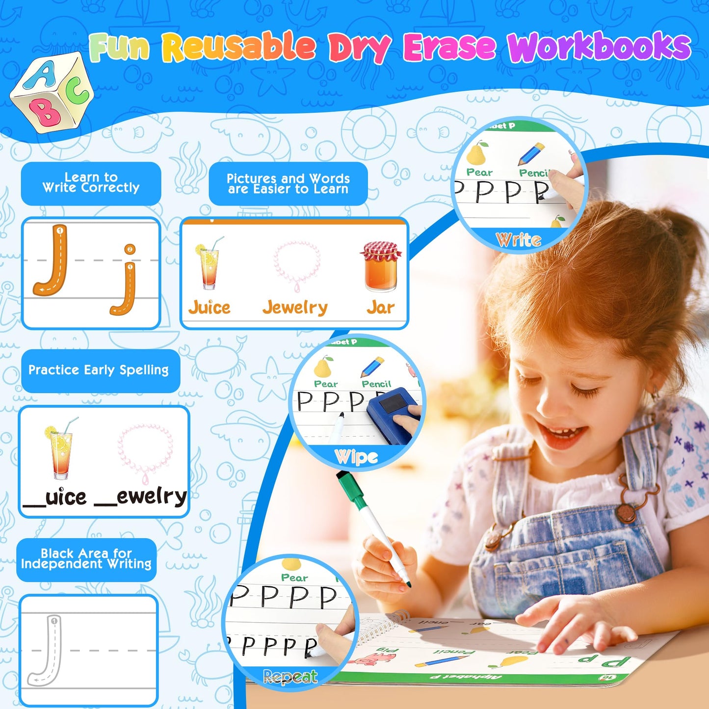 Tracing Books For Kids Ages 3-5, Toddler Handwriting Practice, Letter Tracing For Kids Preschool Kindergarten Workbooks