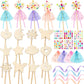 34 Pcs Make Your Own Princess Wand Kit 16 Unfinished Star Butterfly Crown Moon Fairy Wood Stick 6 Gem Stickers 4 Satin Ribbons 8