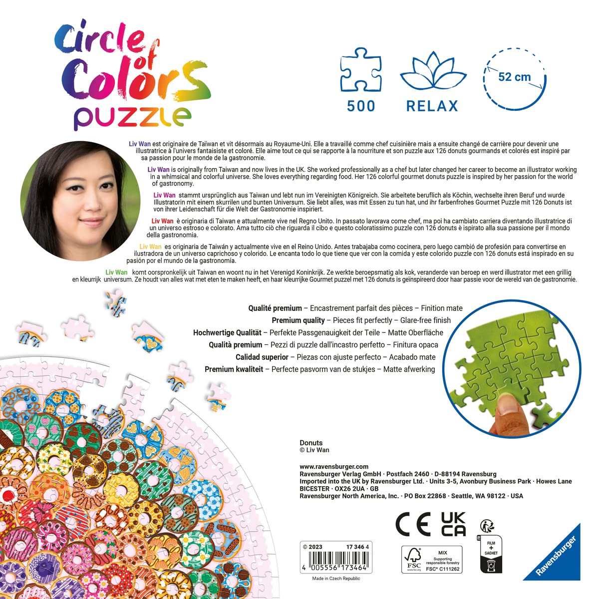 Ravensburger Circle Of Colors: Donuts 500 Piece Round Jigsaw Puzzle For Adults | Unique, Vibrant, And Glare-Free | Perfect Interlocking Fit | Ideal For Ages 12 And Up | Model 17346