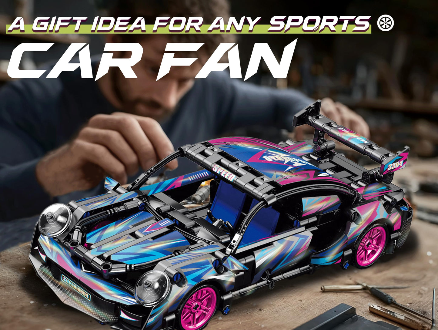 Sosuy Building-Block Race-Car Set  1:18 Technical Model Kit 540 Pcs DIY Pull-Back Cyberpunk Toy for Boy Girl Kid Age 6+ Year  Birthday Gift for Teen mature-themed Display  Speed Super Sports Cars Bricks Icons