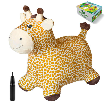 Hotmax Giraffe Bouncy Horse Toy, Inflatable Plush Bouncing Horse For Toddlers, Outdoor Ride On Bouncy Animals, Birthday Gift For 18 Months 2 3 4 Year Old Boy Or Girl