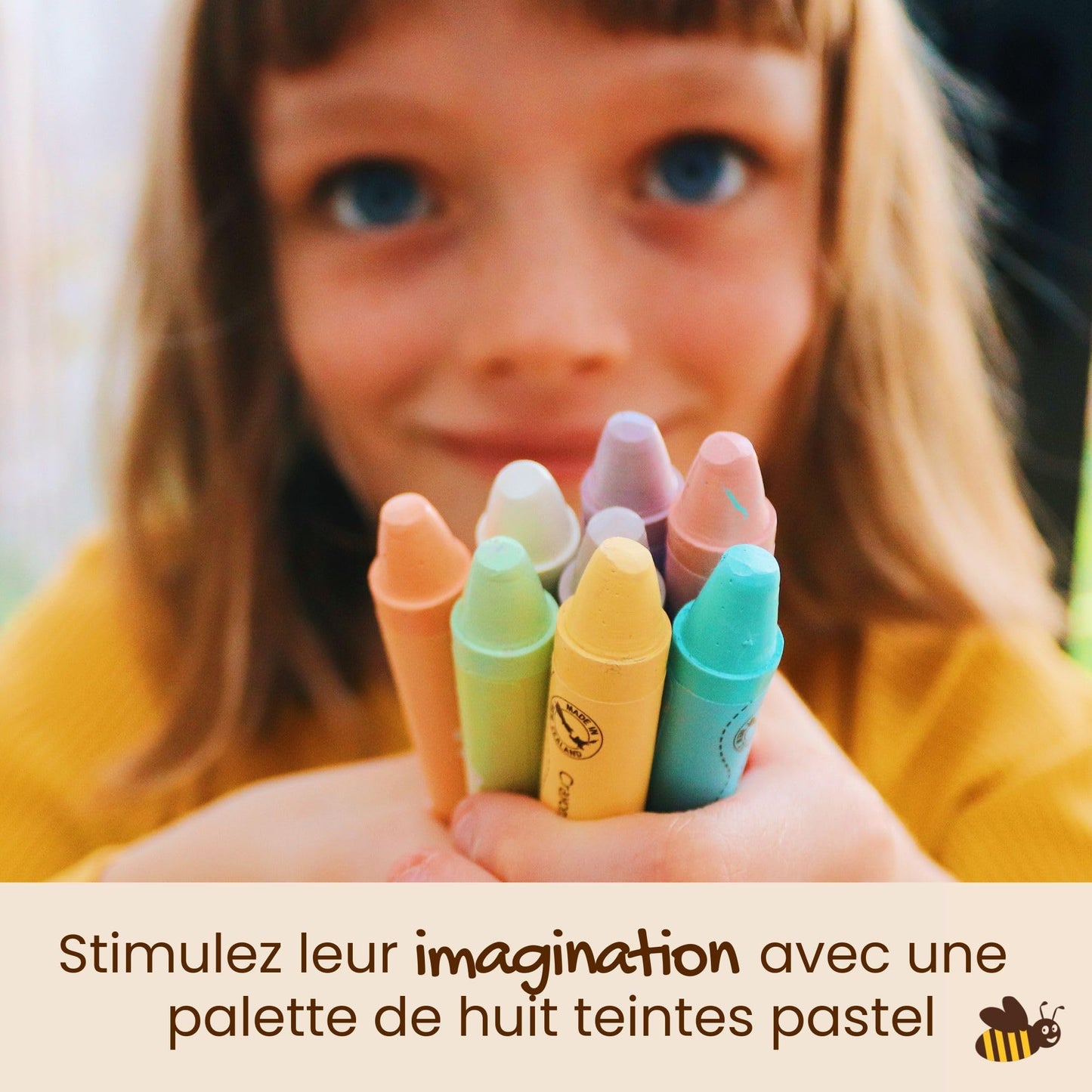 Honeysticks Jumbo Crayons (8 Pack) - Pastel Colored Non Toxic Crayons - 100% Pure Beeswax and Food Grade Colors - Large, Easy to