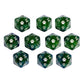 HDdais 10 Pack Glitter D20 Dice, Set of 10, 20 Sided Dice Blue Mixed Green Nebula D20 Polyhedral Dice for DND RPG MTG Tabletop G