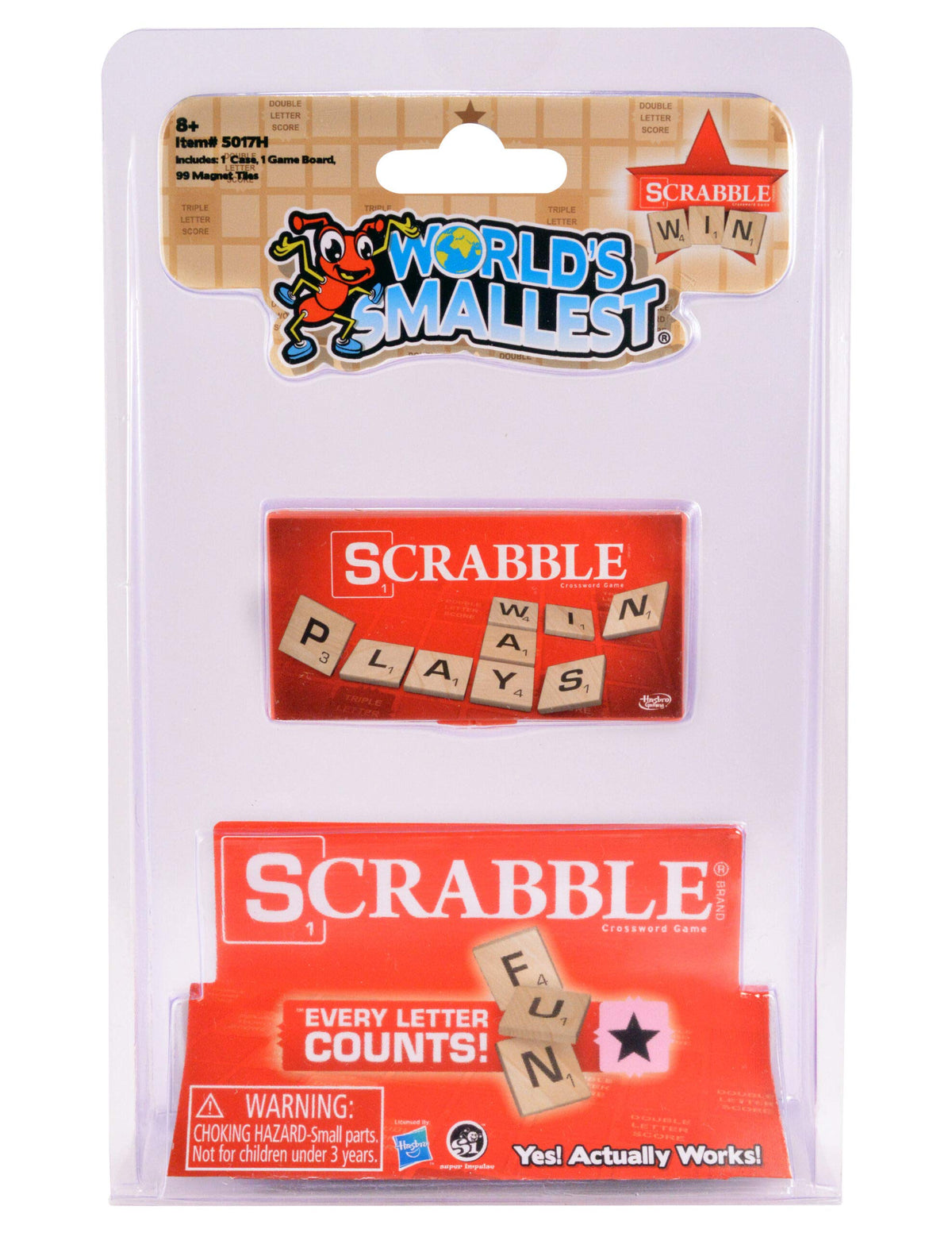 Worlds Smallest Scrabble, Miniature Magnetic Board, 98 Letters, 5 Blank Tiles & Portable Case, Family Game, Classic Scrabble Ga