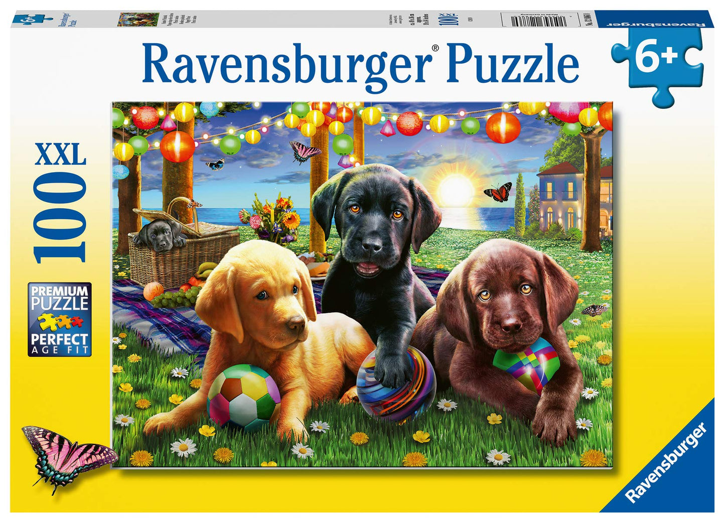 Ravensburger Puppy Picnic 100 Piece Puzzle For Kids - Unique Piece Design | Anti-Glare Surface | Perfect Developmental Toy | Ideal As A Christmas Or Birthday Gift