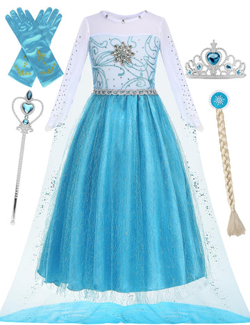 Relarliya Princess Dress For Girls Queen Costume Dress Up Halloween Carnival Cosplay Birthday Fancy Party Outfits 5-6Y