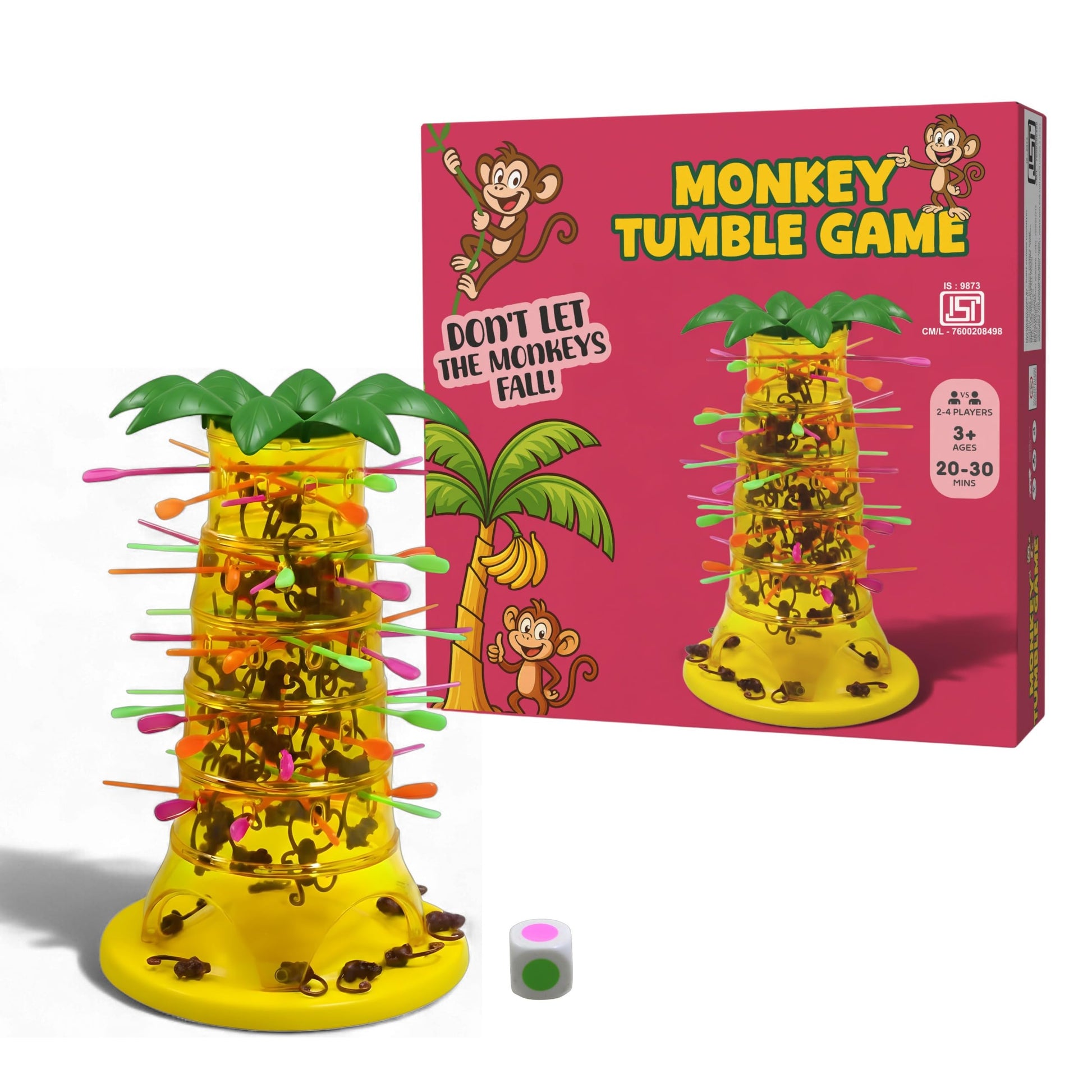 Roston Monkey Tumble Tree Party Game For Kids, Families & Parties, Features Animal Pieces (Ages 5 And Older)