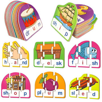 Kasfalci Cvcc & Ccvc Puzzle Cards For Kids,Word Games,Phonics Games,Speech Therapy Toys For Toddlers,4 Alphabet Letter Word Puzz