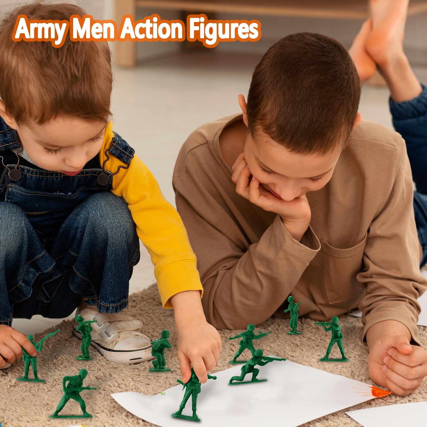 Haptime Classic Toy Soldiers Set (50 Pcs ) , Green Army Men Action Figures, Plastic Military Toys For Boys- Inspire Creative Play And Learning Adventures For Kids