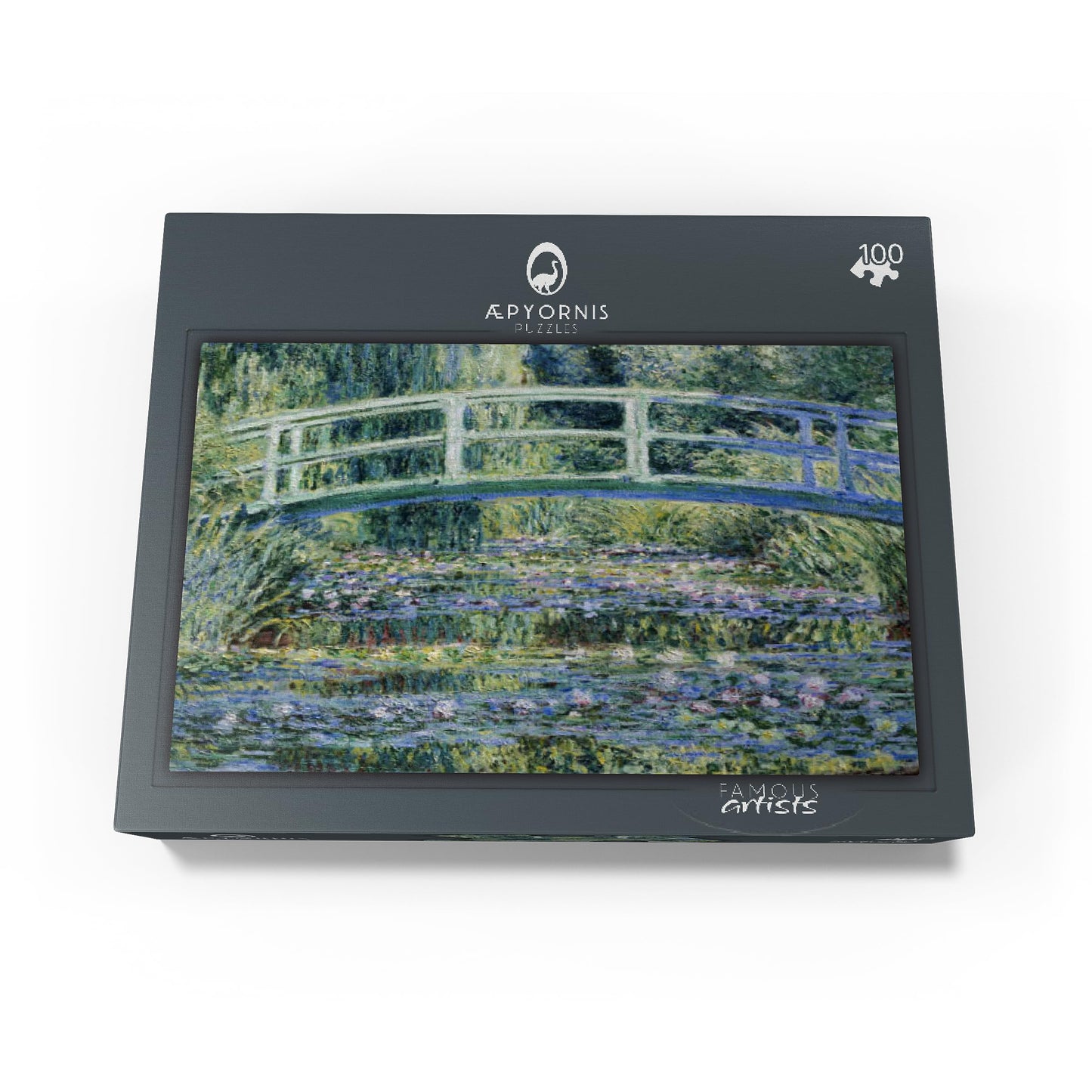 MyPuzzle Claude Monets Water Lilies and Japanese Bridge 1899 - enhanced 100 Piece Jigsaw Puzzle for mature-themeds