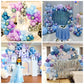 Jobkoo Frozen Balloons, 12 Inch Purple Blue Party Balloon Snowflake Balloons Metallic Silver Blue Purple Latex Helium Balloons F