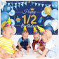 1/2 Birthday Decoration Backdrop Blue and Gold Half Birthday Banner 6 Months Happy Birthday Background Half Birthday Party Suppl
