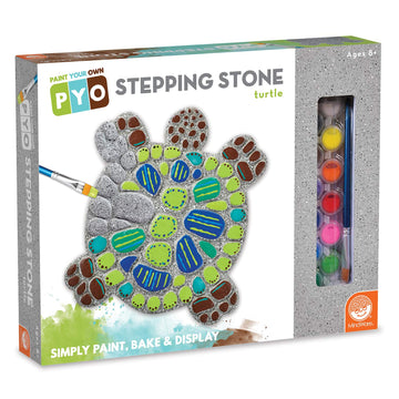 MindWare Paint Your Own Stepping Stone: Turtle - Paint Your Own Stepping Stones for Kids Craft Kit Includes Paint, Brushes and I
