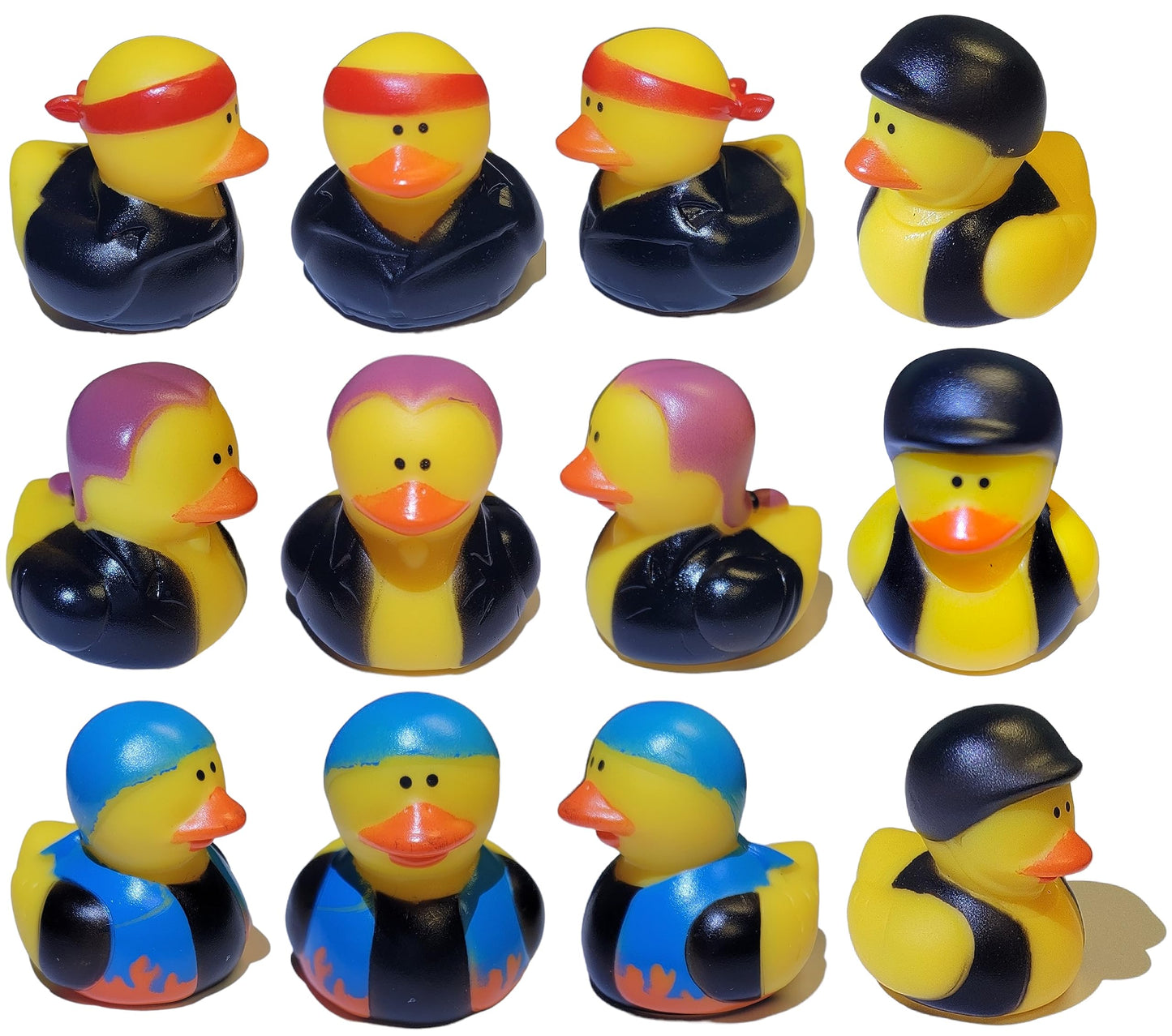 Cool Rubber Ducks (2') Standard Size. (12 Pack) Cute Duck Bath Tub Pool Toys. (Biker Rubber Ducks)
