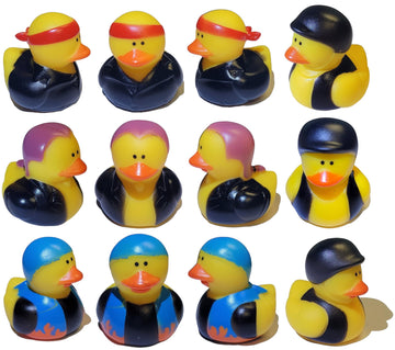 Cool Rubber Ducks (2') Standard Size. (12 Pack) Cute Duck Bath Tub Pool Toys. (Biker Rubber Ducks)