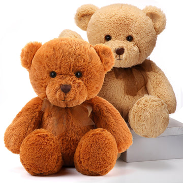 Hydren 2 Pack Plush Bear Stuffed Animals 18 Inch Cuddly Stuffed Bear Plushies With Bow For Birthday Gifts Baby Shower Party Favo