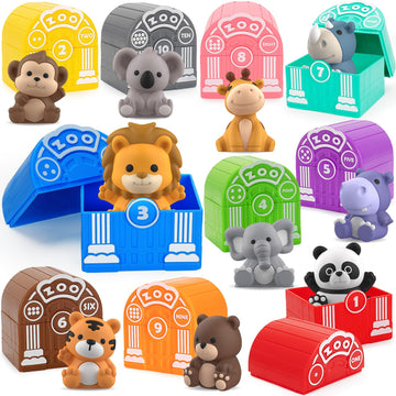 Learning Toys For 1,2,3 Year Old Toddlers, 20Pcs Safari Animals Toys Montessori Counting, Matching & Sorting Fine Motor Games, Christmas Birthday Easter Gift For Baby Boys Girls Age 12-18 Months