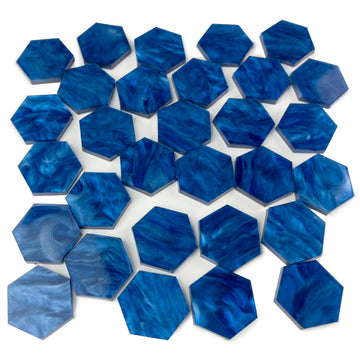 C4Labs Resource Tokens | 90pc Acrylic Game Tokens | 30 of Each Color (Red, Violet, Blue) | Hexagon | Symphony Collection