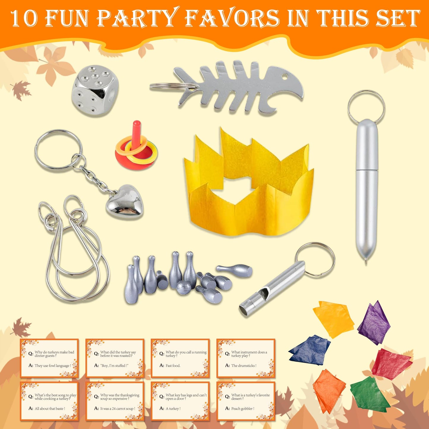 Malhaii 8 Pack Thanksgiving Cr ac k ers No Snap Fall Party Favors Decorations with Prizes for Adults Kids Thanksgiving Table Fav