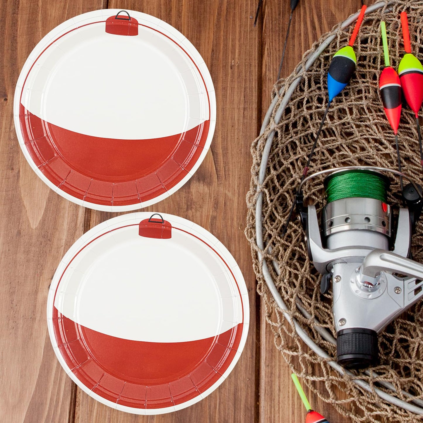 HFBOBP 50PCS Gone Fishing Paper Plates, 7 Fishing Themed Party Dessert Plates Disposable Luncheon Plate Birthday Parties Plate