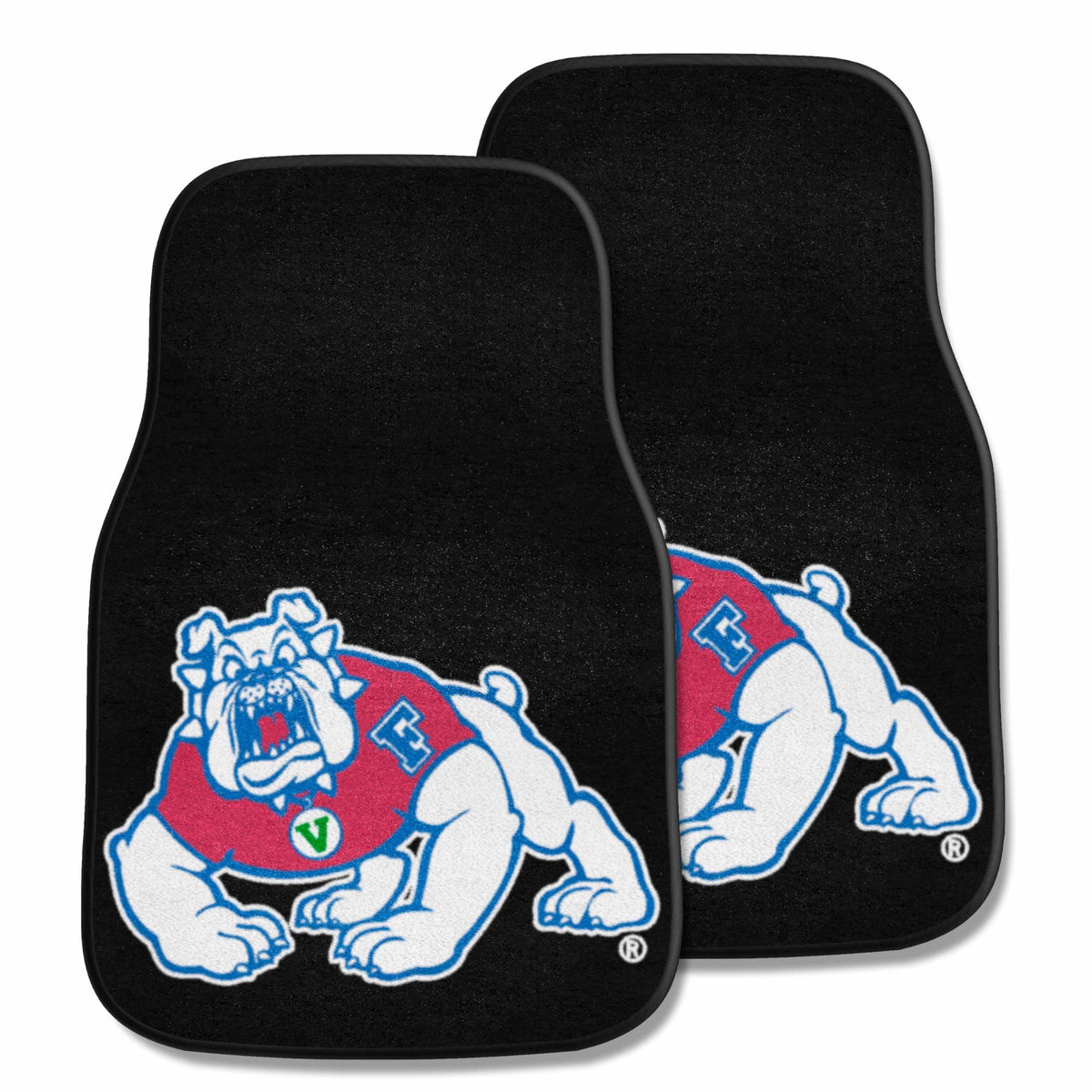 FANMATS 19283 Fresno State Bulldogs Front 2-Piece Team Logo Carpet Car Mat Set, Front Row Automotive Floor Mats, Non-Slip Backin