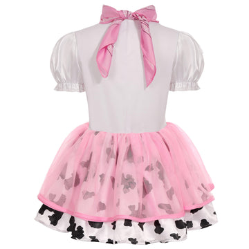 Nuehoryu Cowgirl Costume For Girls Led Cowgirl Dress For Girls Halloween Western Rodeo Dress Up (7-8 Yeras) Pink