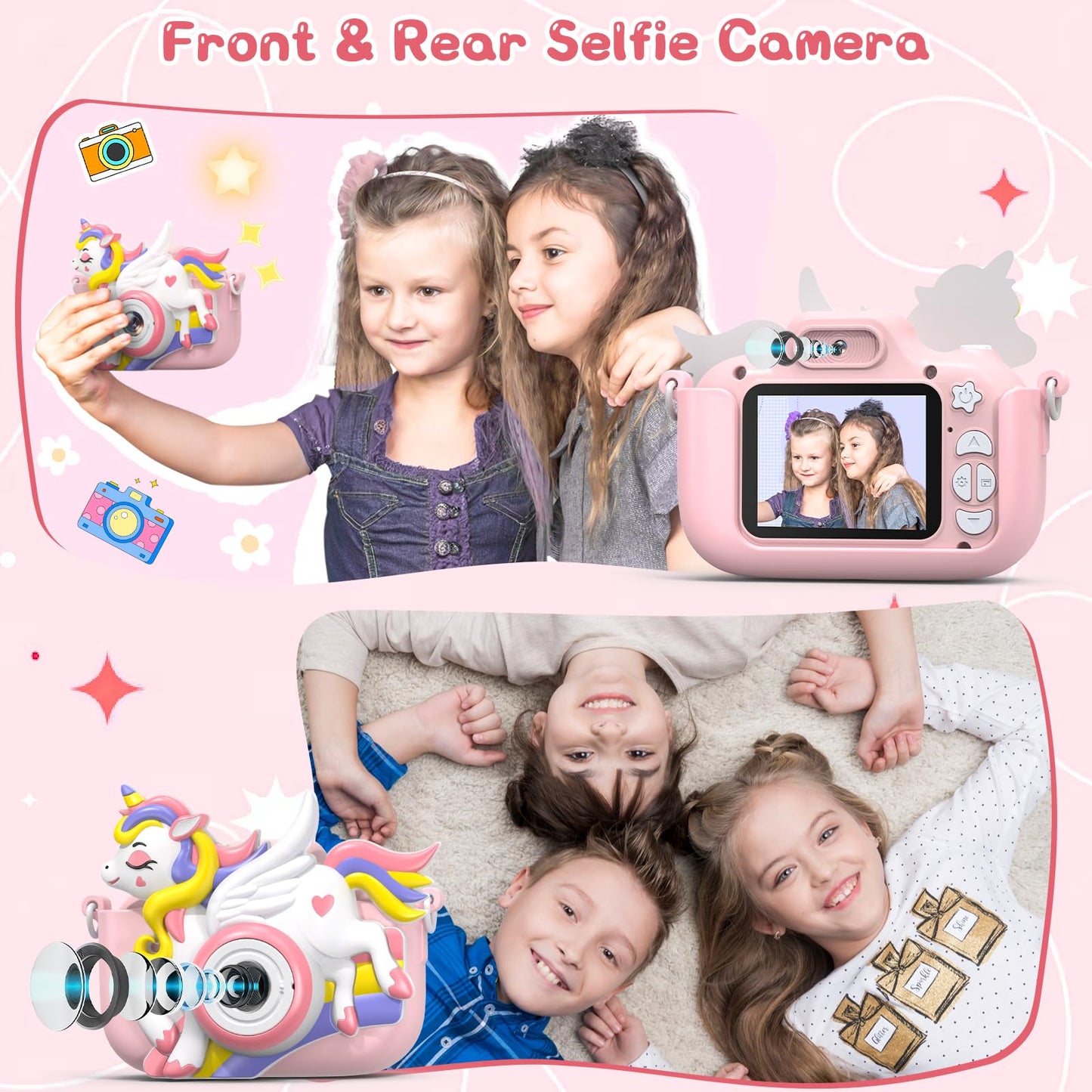 Kids Camera Toys For 3-12 Year Old Girls Boys, Kids Digital Camera With Cartoon Soft Silicone Cover, Best Chritmas Birthday Fest