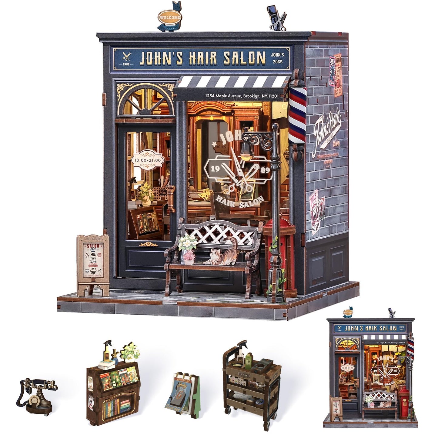 Endless Limit Book Nook Kit - 3D Wooden Puzzle  DIY Miniature House Dollhouse Kit for mature-themed and Teens Book Nook Decor  DIY mature-themed Craft Gifts for Family and Friends (John's Hair Salon)