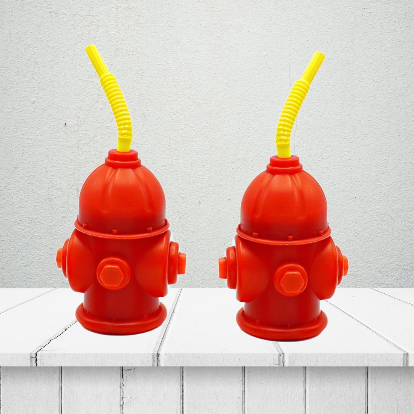 Fire Hydrant Straw Cups With Lids (10 Pack) 12oz - for Paw Dog Party Supplies, Firefighter Birthday Party Favors, Fireman Party