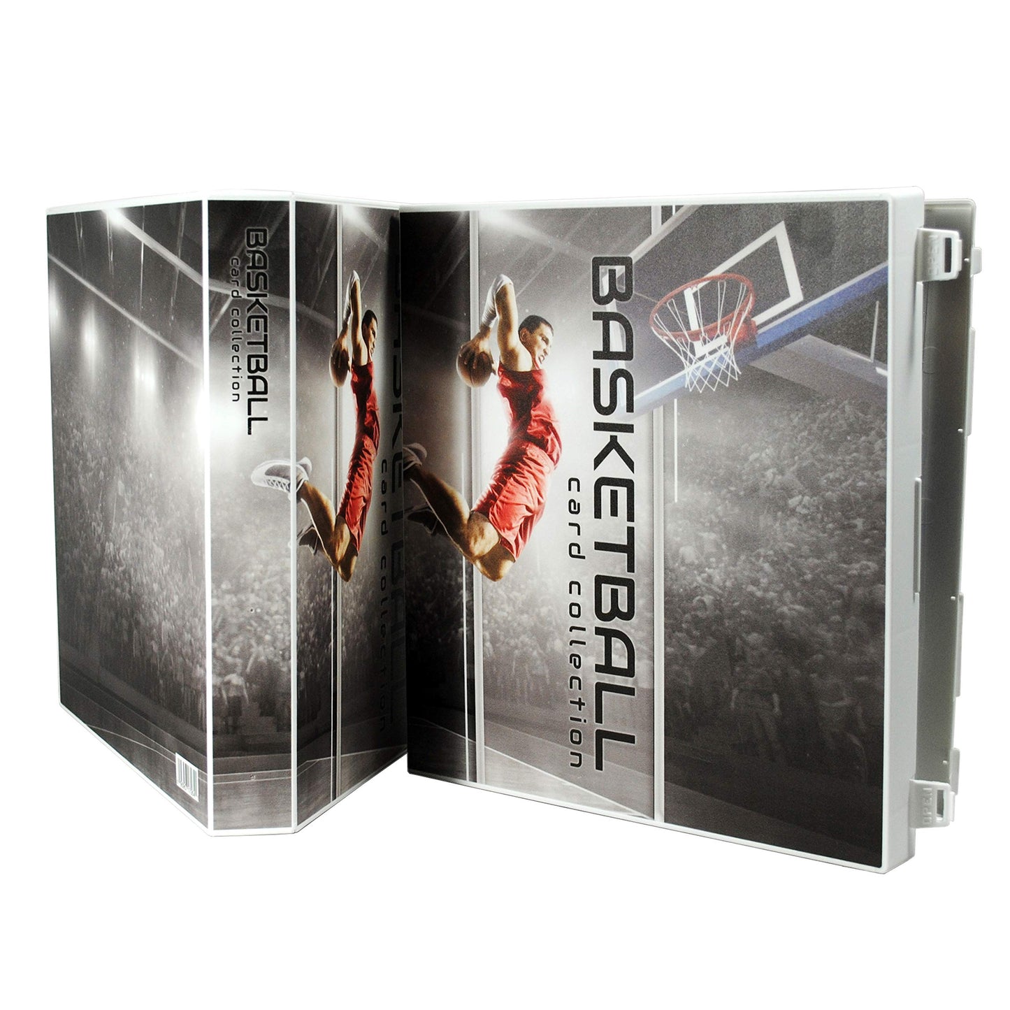 Unikeep Basketball Themed Trading Card Collection Binder Complete With Trading Card Pages. Fully Enclosed Case With A Locking Latch To Keep Cards Secure (Red Dunk, Poly Ring)