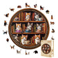 Wooden Puzzles for mature-themeds - Cat Coffee Library Puzzle  Unique Shape Wooden Jigsaw Puzzle for mature-themeds  Wood Puzzles mature-themed  Gift for Cat Lovers  Home Decor (S- 8.5 * 8.5in- 100 Pieces)