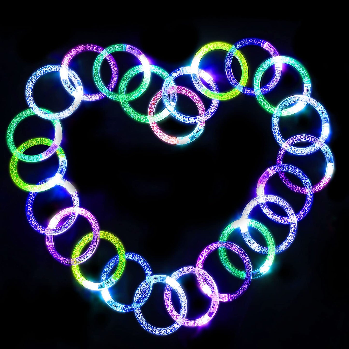 OLUPP 28 Pack Glow Bracelets, Glow Party Supplies Favors,6 Color Glow In The Dark LED Bracelets Light Up Bracelets Glow Sticks P