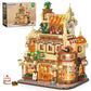 Insoon City Bakery Cafe House Building Set With Light, 1289 Pcs Baking Shop Building Block Toy With Coffee Cake Bread Bakery Roo