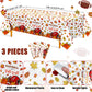 Oudain 3 Pcs Fall Plastic Football Tablecloth 108 x 54 Inch Autumn Tablecloth Thanksgiving Table Cover for Fall Football Themed