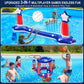 Pool Volleyball Net & Basketball Hoop & Ring Toss, 3-In-1 Large Inflatable Pool Games Set With 2 Balls 6 Rings American Flag Flo