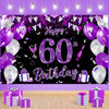 Purple 60Th Birthday Decoration Banner For Women Large Black Purple Silver Happy 60Th Birthday Banner Purple And Black 60Th Backdrop Background For 60Th Birthday Anniversary Party Supplies
