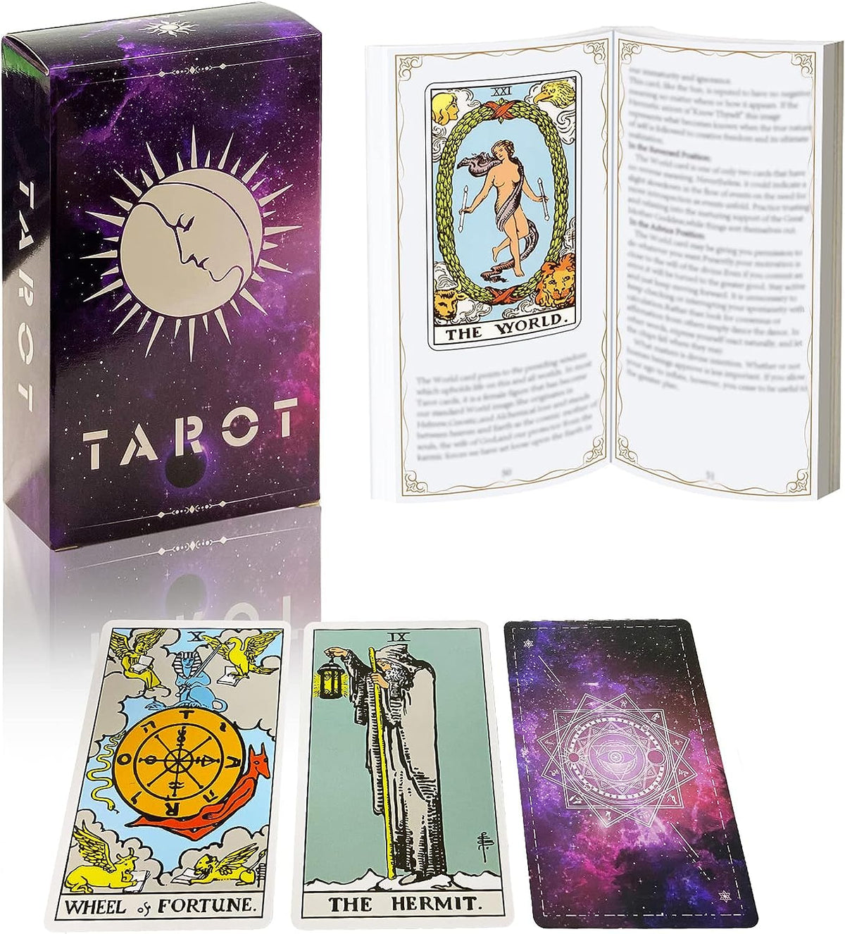 Xfopz Tarot Cards Deck With Guidebook,78 Classic Tarot Cards Deck Standard Size 4.75inch X 2.76inch,Riginal Tarot Card Decks For Begin