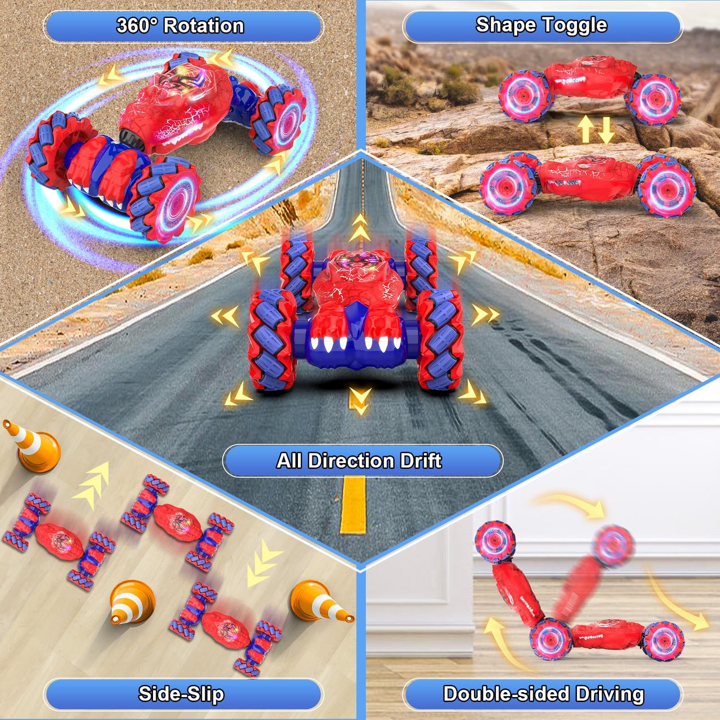 Gesture Sensing Rc Stunt Car - Boys Toys Age 6-12 With Light & Music, Hand Controlled Remote Control Car Cool Birthday Gift Idea
