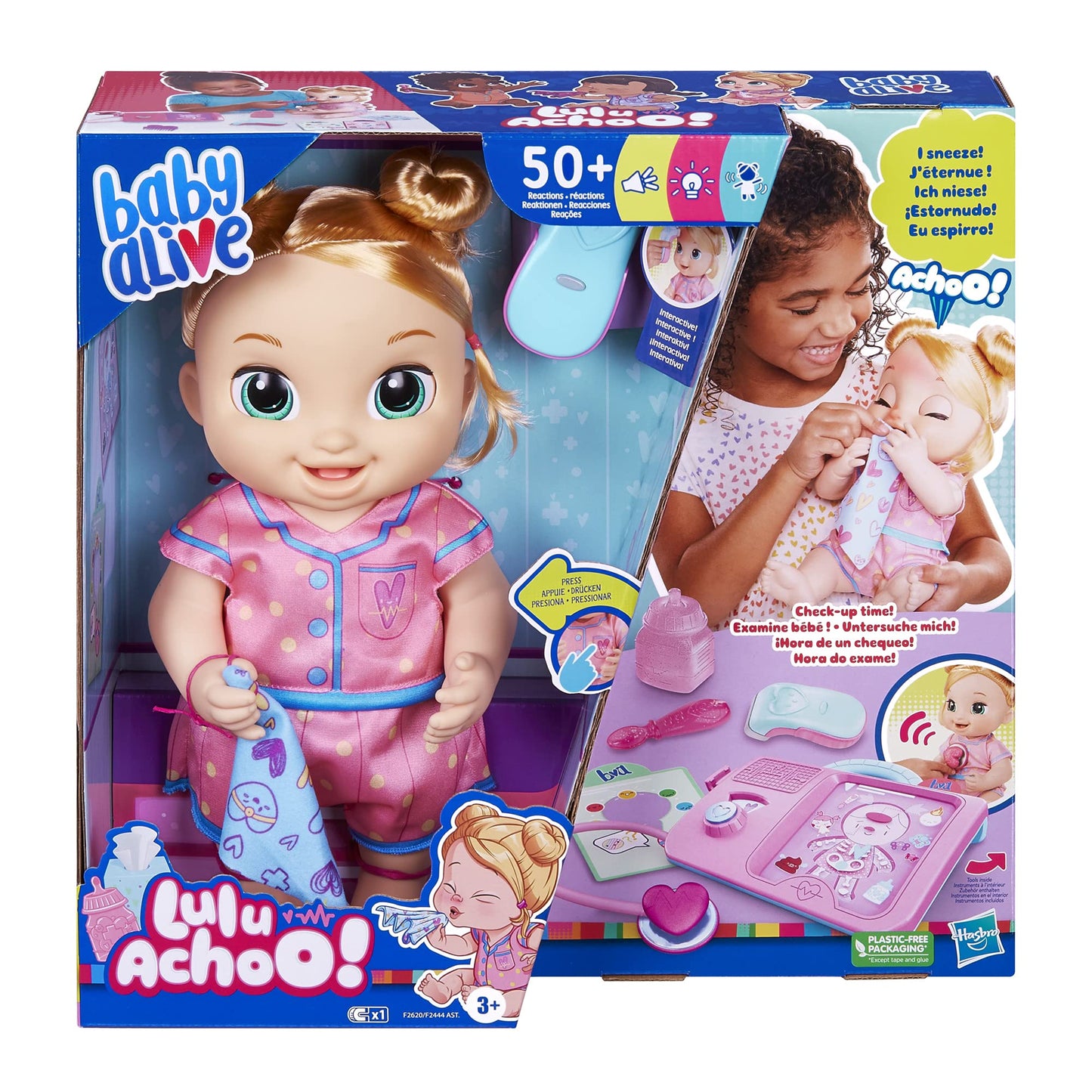 Baby Alive Lulu Achoo Doll  12-Inch Interactive Doctor Play Toy  Lights  Sounds  Movements  Kids 3 and Up  Blonde Hair
