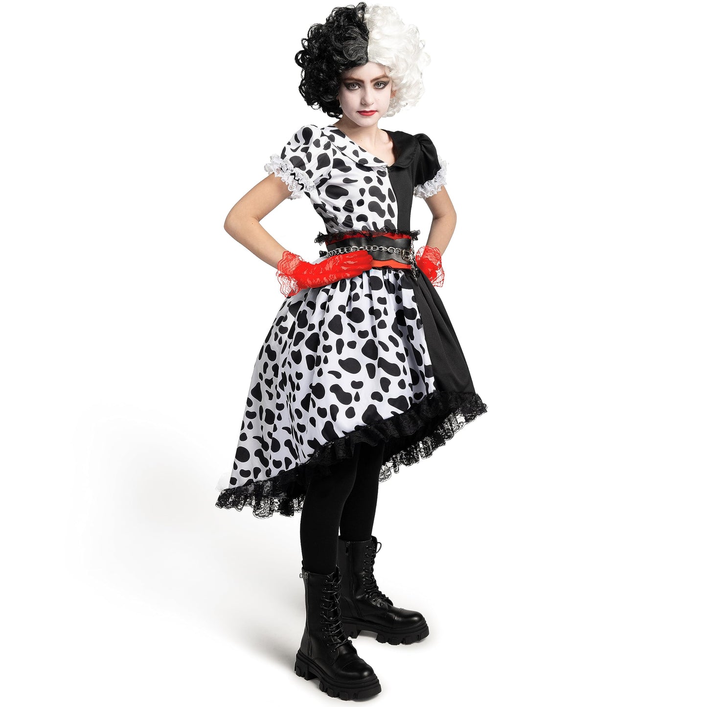 Spooktacular Creations Girl Dalmatian Costume, Polka Dots Dress Set For Girls Halloween Dress Up And Costume Parties-M