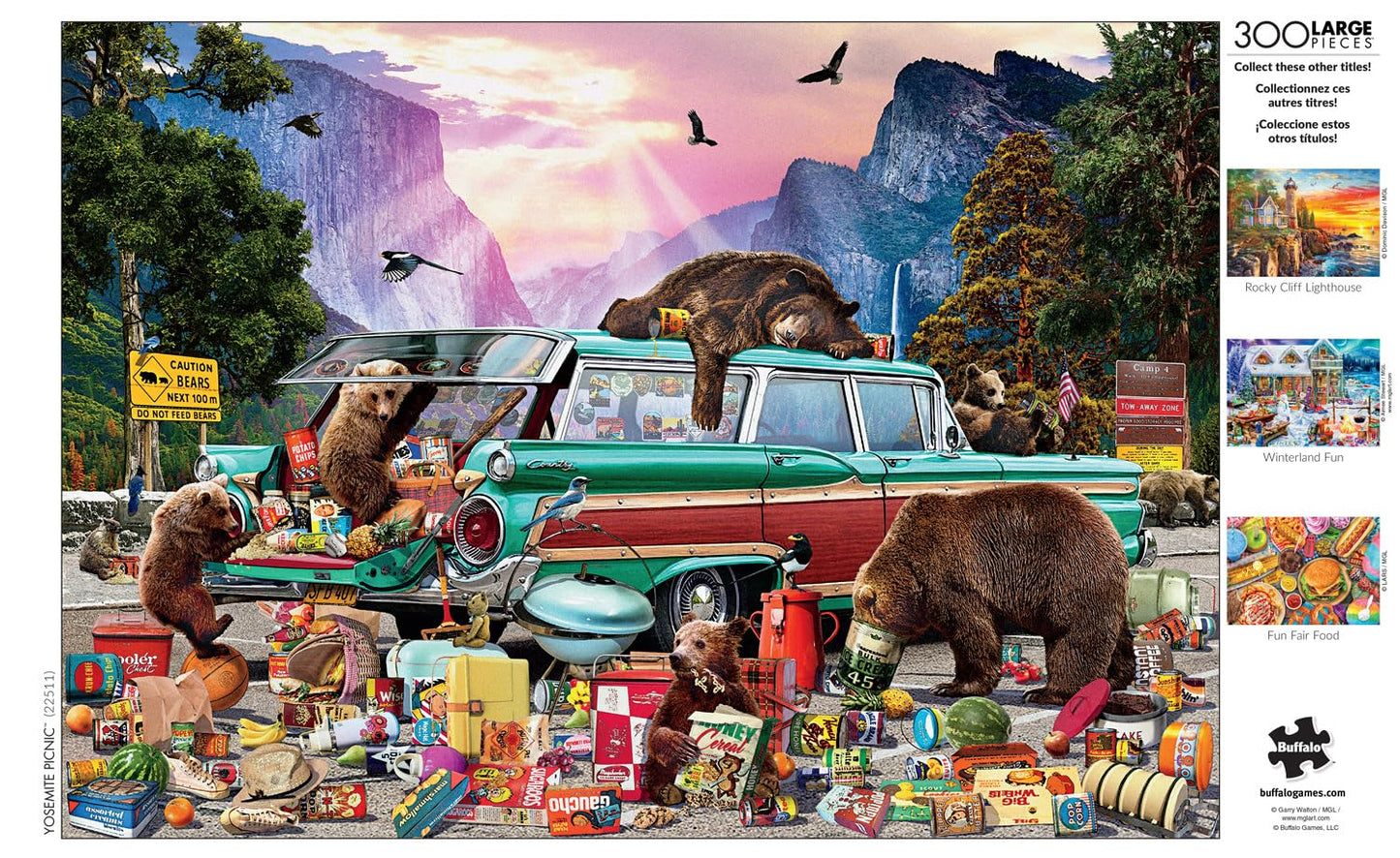 Buffalo Games 300 Piece Jigsaw Puzzle - Yosemite Picnic, Large, Multicolor, Model 22511, Perfect for Game Nights