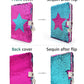 Vipbuy Magic Reversible Sequin Notebook Diary Lined Travel Journal With Lock And Key For Kids Girls, Size A5 (8.5” X 5.5”), 78 Sheets (Star)